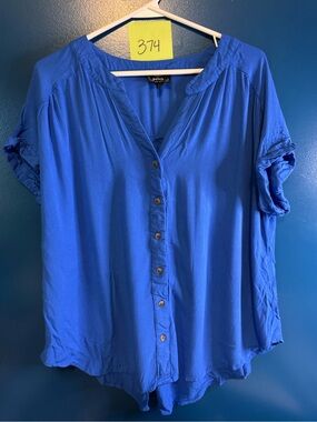 Blu Pepper Cobalt Blue Button-Front Women's Shirt